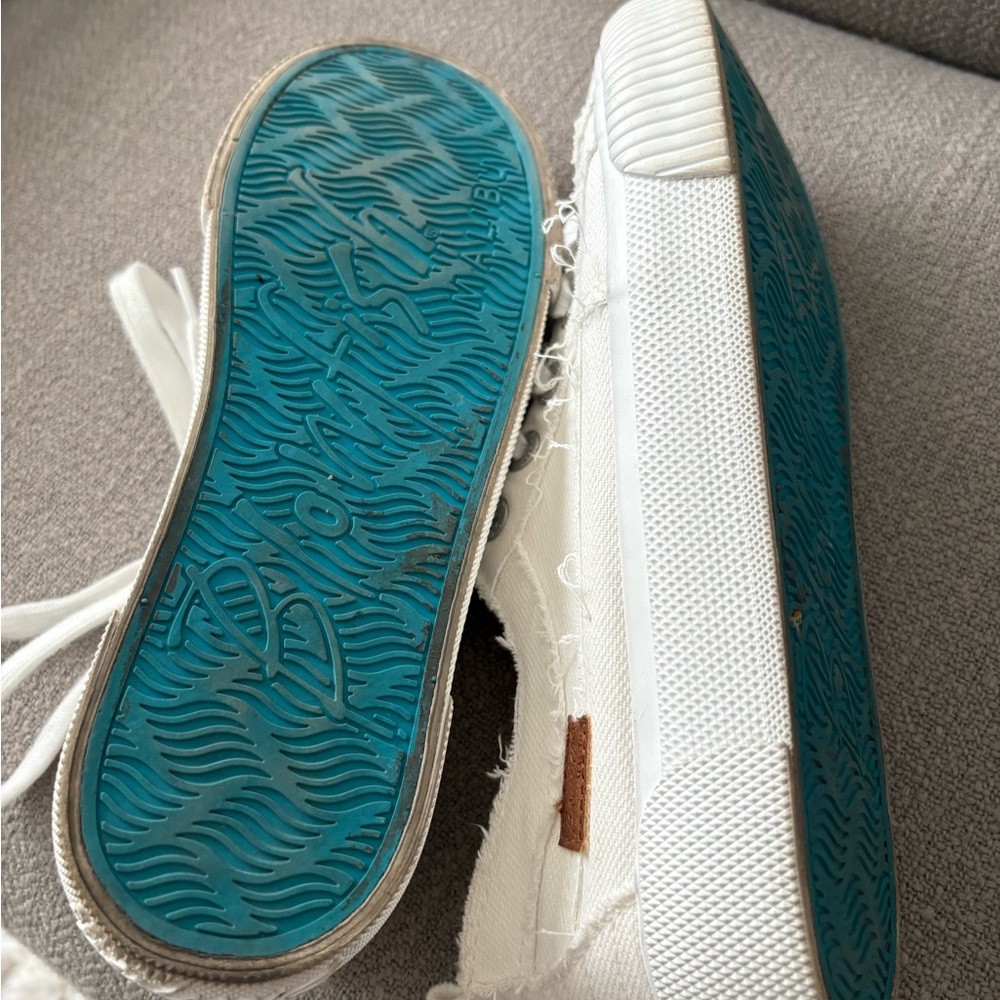 Blowfish White Canvas Sneakers with Leopard Lining - Picture 3 of 4